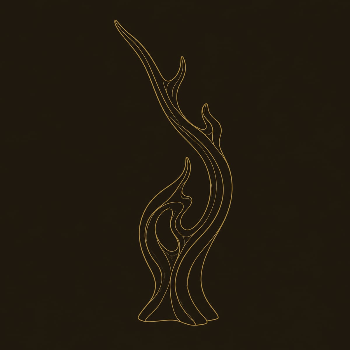 Flame Shaped Sculpture With Long Sweeping Arm And Open Loop dimension diagram