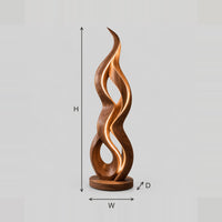 Flame Twist Floor Lamp With Carved Ribbons And Warm Glow dimension diagram with width, height and depth