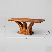 Flared Twin Pedestal Dining Table On A Stepped Plinth dimension diagram with width, height and depth