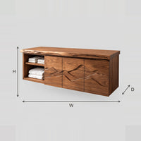 Floating Bathroom Vanity With Carved Mountain Ridge Fronts dimension diagram with width, height and depth