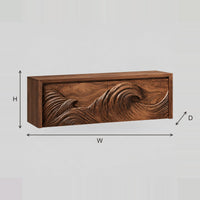 Floating Bathroom Vanity With Carved Ocean Wave Front dimension diagram with width, height and depth