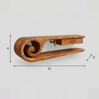 Floating Bathroom Vanity With Carved Scroll End And Open Shelf dimension diagram with width, height and depth