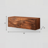Floating Bathroom Vanity with Carved Wave Drawers dimension diagram with width, height and depth