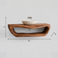 Floating Bathroom Vanity With One Large Open Loop Shelf dimension diagram with width, height and depth