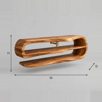 Floating Bathroom Vanity With Open Loop Frame And Two Shelves dimension diagram with width, height and depth