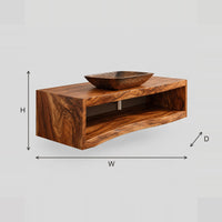Floating Bathroom Vanity With Open Shelf And Slab Top dimension diagram with width, height and depth