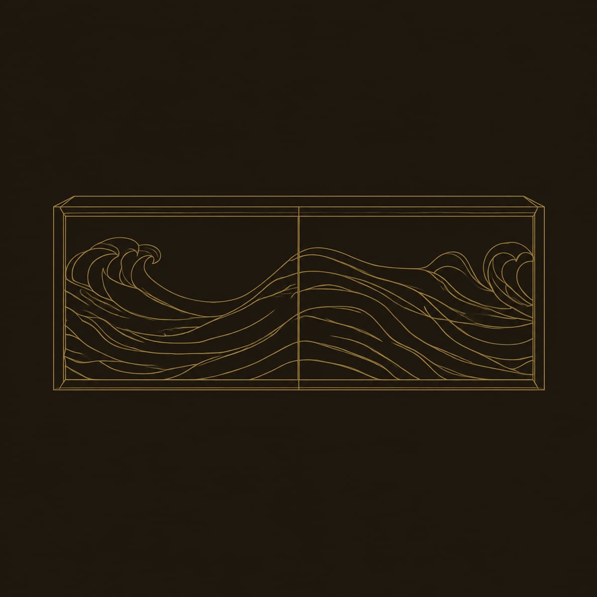 Floating Bathroom Vanity With Two Doors and Carved Wave Panels dimension diagram