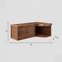 Floating Bathroom Vanity With Two Doors And Swept Open Shelf dimension diagram with width, height and depth