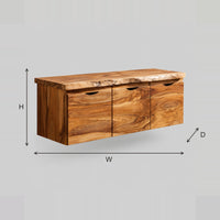 Floating Live Edge Bathroom Vanity With Three Doors dimension diagram with width, height and depth