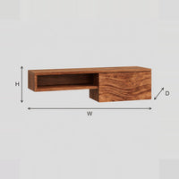 Floating Makeup Vanity With Open Niche And Wave Carved Front dimension diagram with width, height and depth