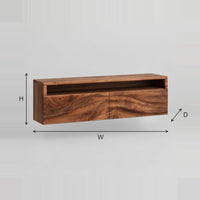 Floating Makeup Vanity With Open Top Niche And Wave Grain Fronts dimension diagram with width, height and depth