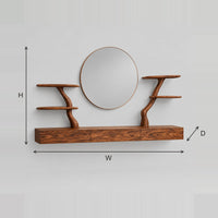 Floating Makeup Vanity With Twin Branch Shelf Stands dimension diagram with width, height and depth
