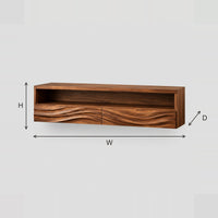 Floating Makeup Vanity With Wave Relief Fronts And Open Shelf dimension diagram with width, height and depth
