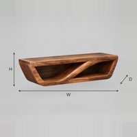 Floating Open Shelf Bathroom Vanity With A Sweeping S Brace dimension diagram with width, height and depth