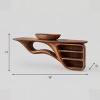 Floating Sculpted Bathroom Vanity With Three Open Shelves dimension diagram with width, height and depth
