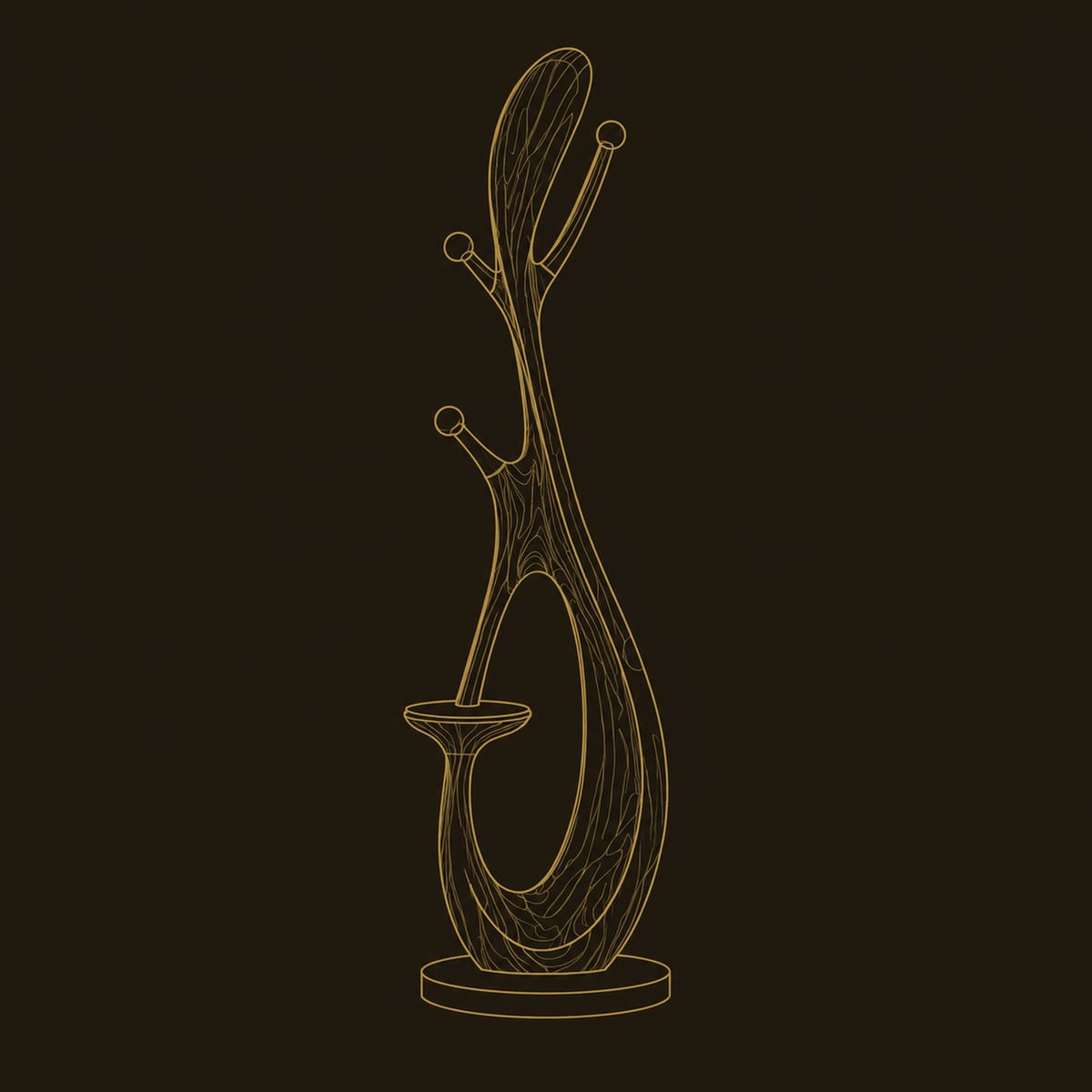 Floor Lamp With Glowing Open Loop Body, Side Pegs And Small Tray dimension diagram