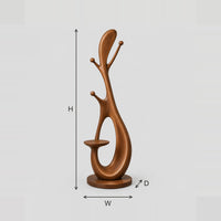 Floor Lamp With Glowing Open Loop Body, Side Pegs And Small Tray dimension diagram with width, height and depth