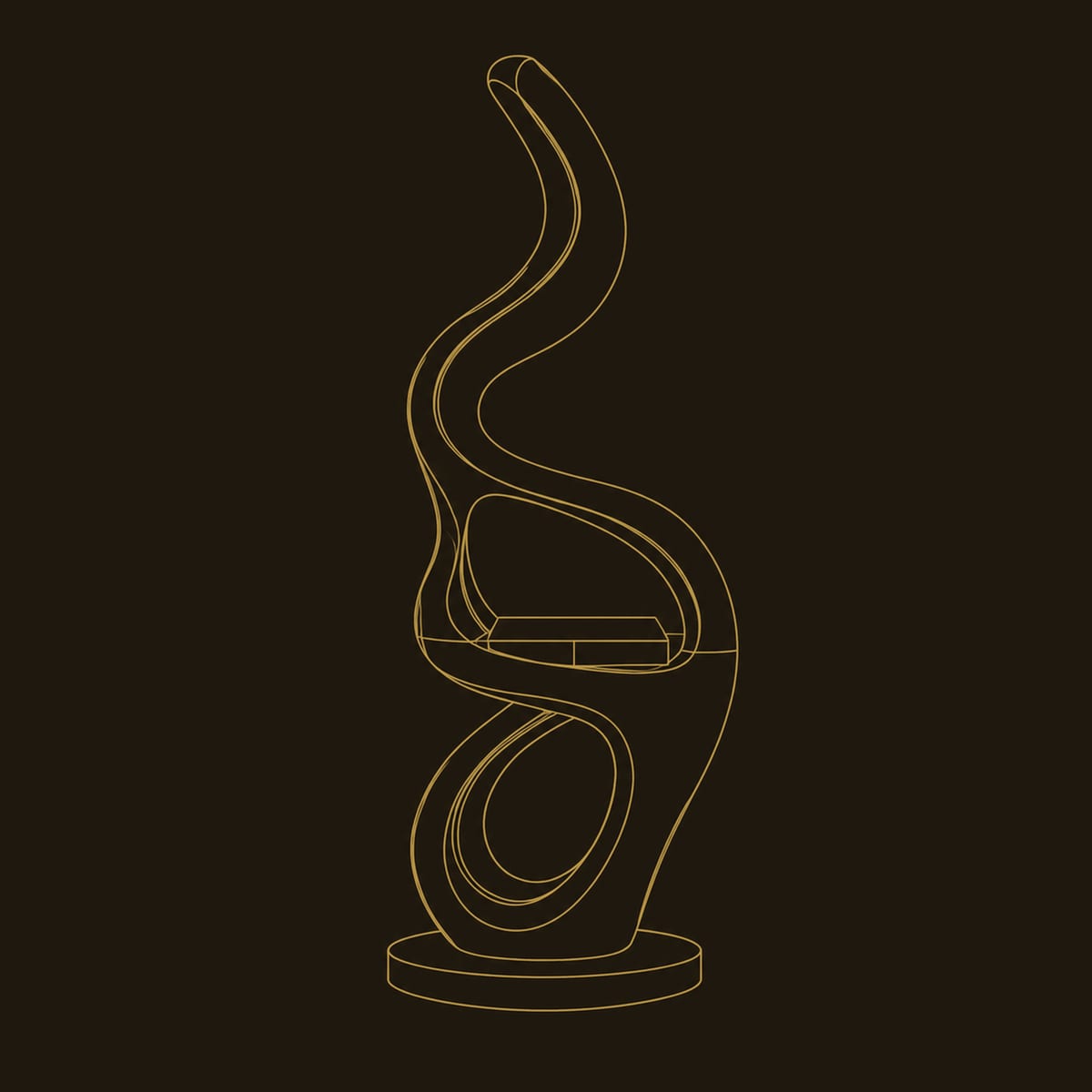 Floor Lamp With Serpentine Glowing Loops And Small Ledge dimension diagram