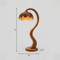 Floor Lamp With Tall Arching Stem And Petal Shaped Shade dimension diagram with width, height and depth