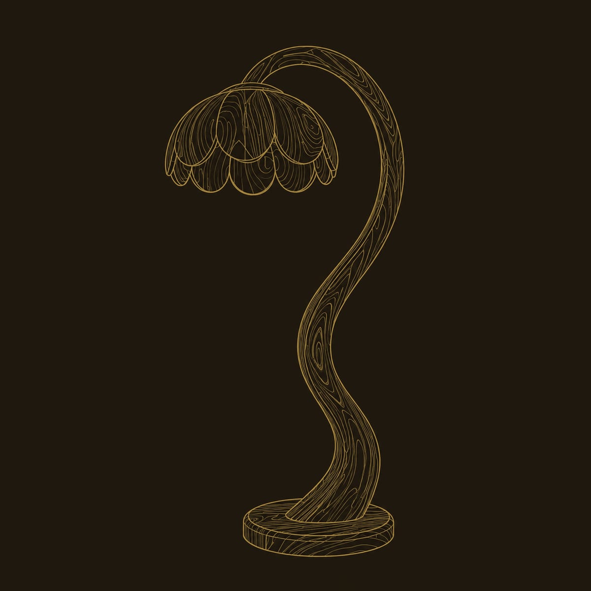 Floor Lamp With Tall Arching Stem And Petal Shaped Shade dimension diagram