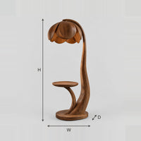 Flower Shade Floor Lamp With Arched Stem And Side Tray dimension diagram with width, height and depth