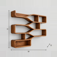 Flowing Band Wall Shelf With Offset Open Bays dimension diagram with width, height and depth