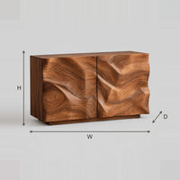 Flowing Grain Relief Console Table With Two Doors dimension diagram with width, height and depth