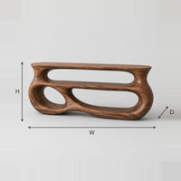 Flowing Open Loop Console Table With Stacked Oval Shelves dimension diagram with width, height and depth
