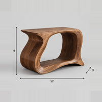 Flowing Record Player Stand With One Wide Open Bay dimension diagram with width, height and depth