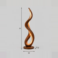 Flowing Ribbon Floor Lamp With Open Loop And Soft Inner Glow dimension diagram with width, height and depth