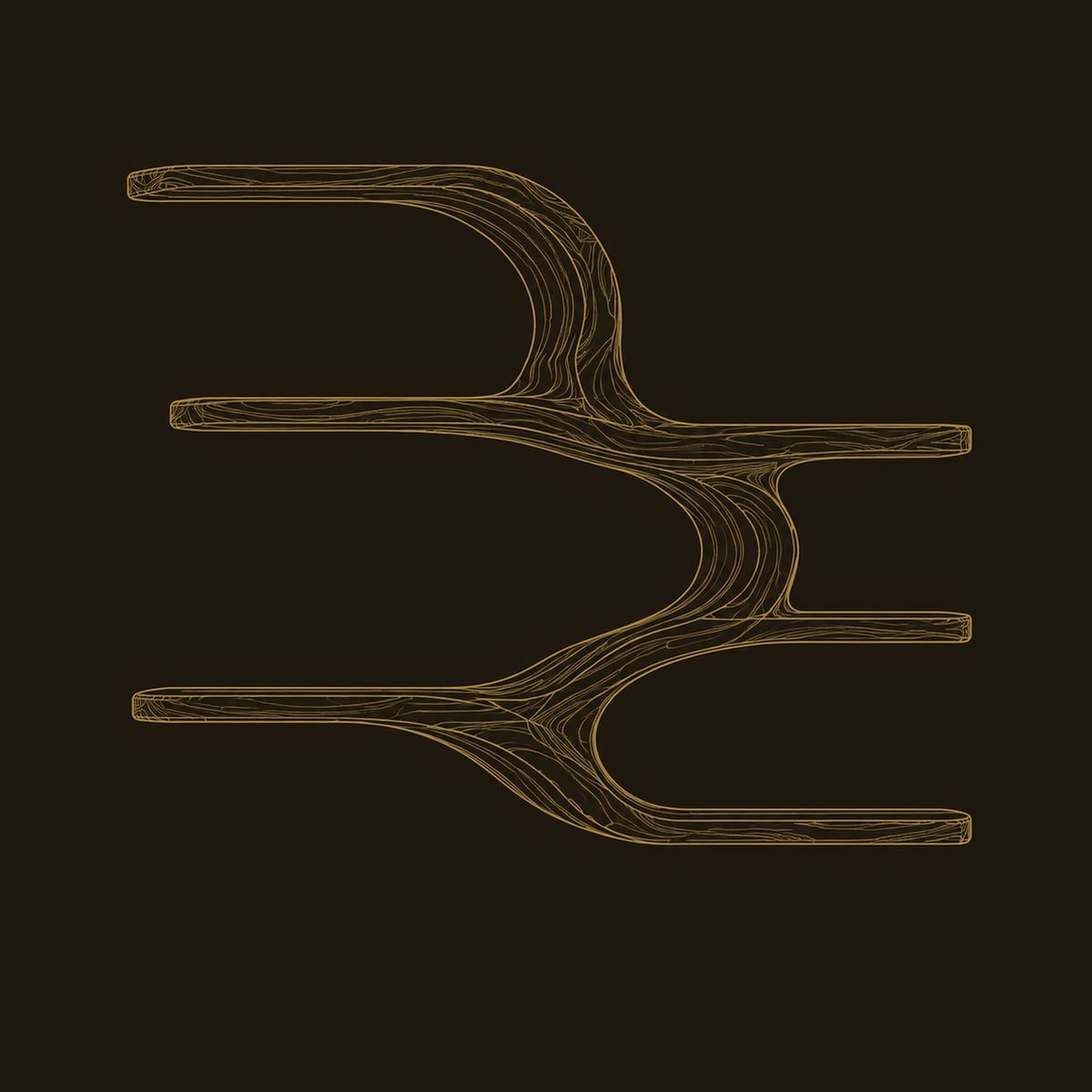 Flowing S Curve Wall Shelf With Four Open Levels dimension diagram