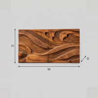 Flowing Wave Relief Wall Art In Two Joined Panels dimension diagram with width and height