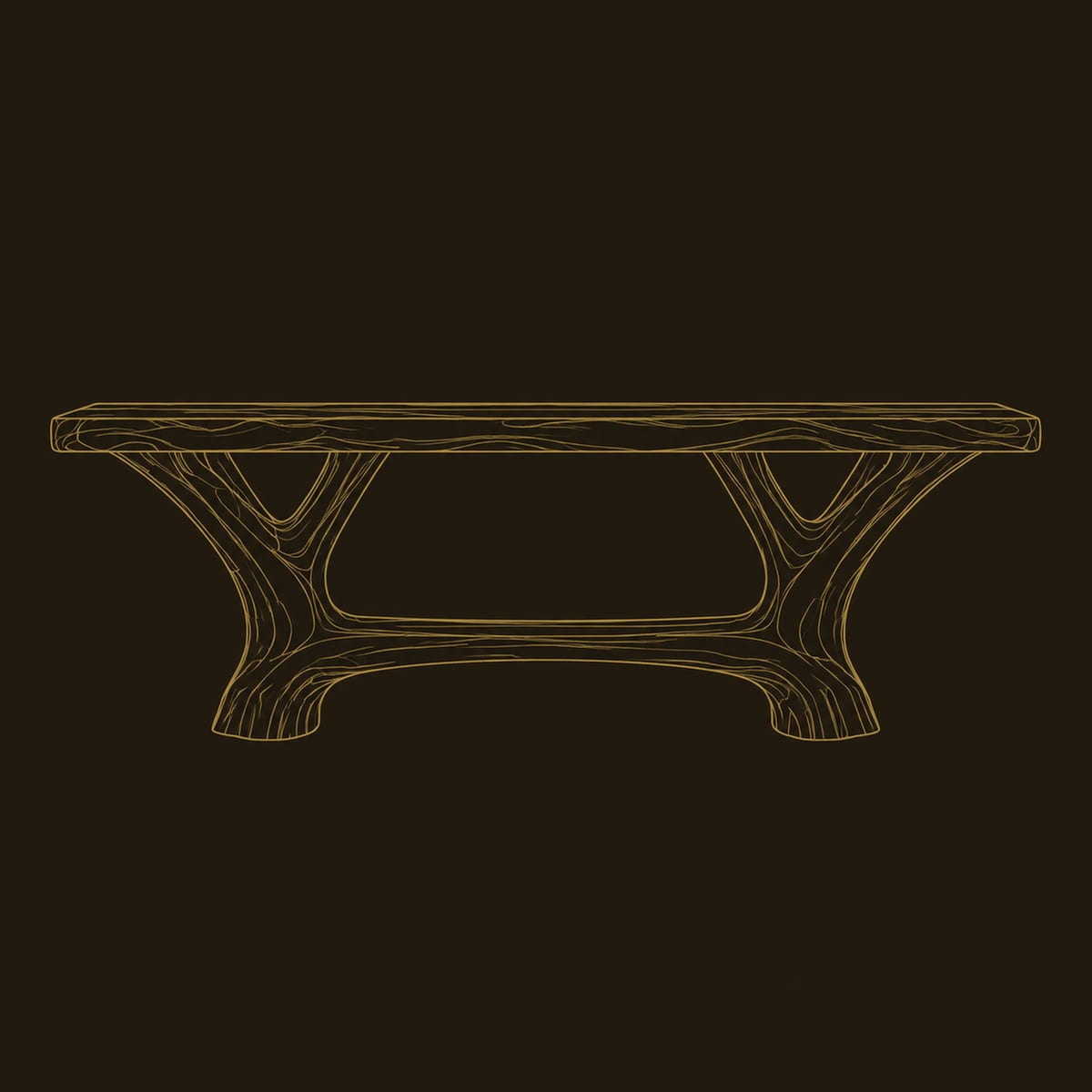 Forked Trunk Base Dining Table With Low Floor Beam dimension diagram