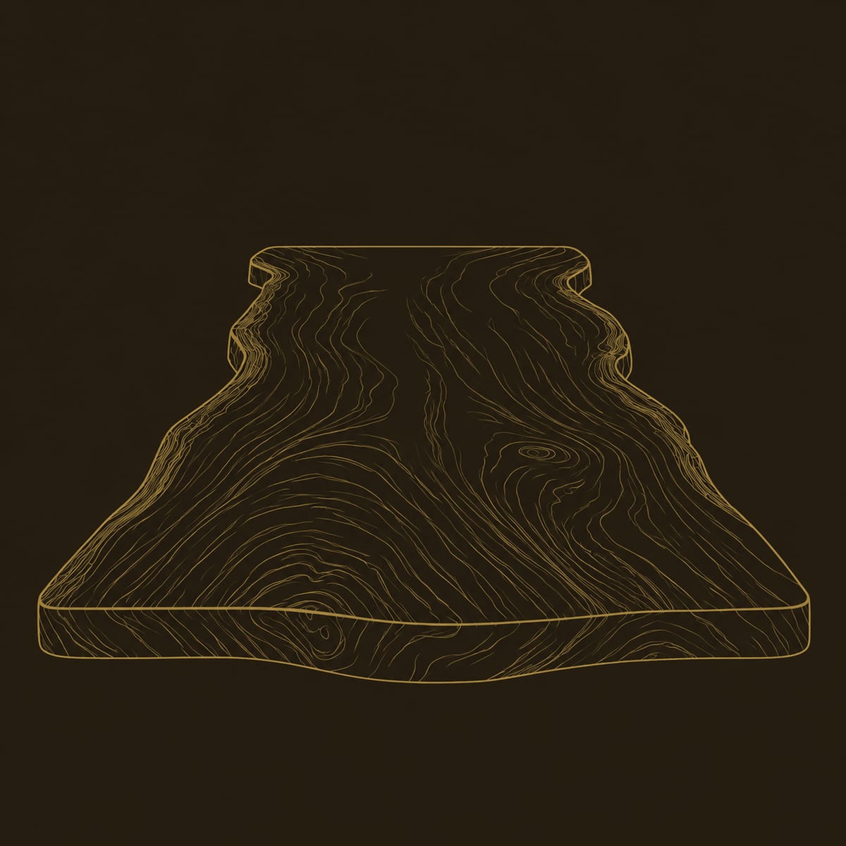 Free Form Live Edge Tabletop With Bold Swirling Grain dimension diagram