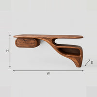 Freeform Bathroom Vanity With Small Drawer And Flowing Open Niche dimension diagram with width, height and depth