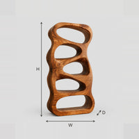 Freeform Bookshelf With Five Pebble Shaped Open Cells dimension diagram with width, height and depth