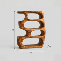 Freeform Bookshelf With Four Stacked Oval Openings dimension diagram with width, height and depth