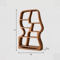 Freeform Bookshelf With Uneven Cubby Cells And Tall Frame dimension diagram with width, height and depth