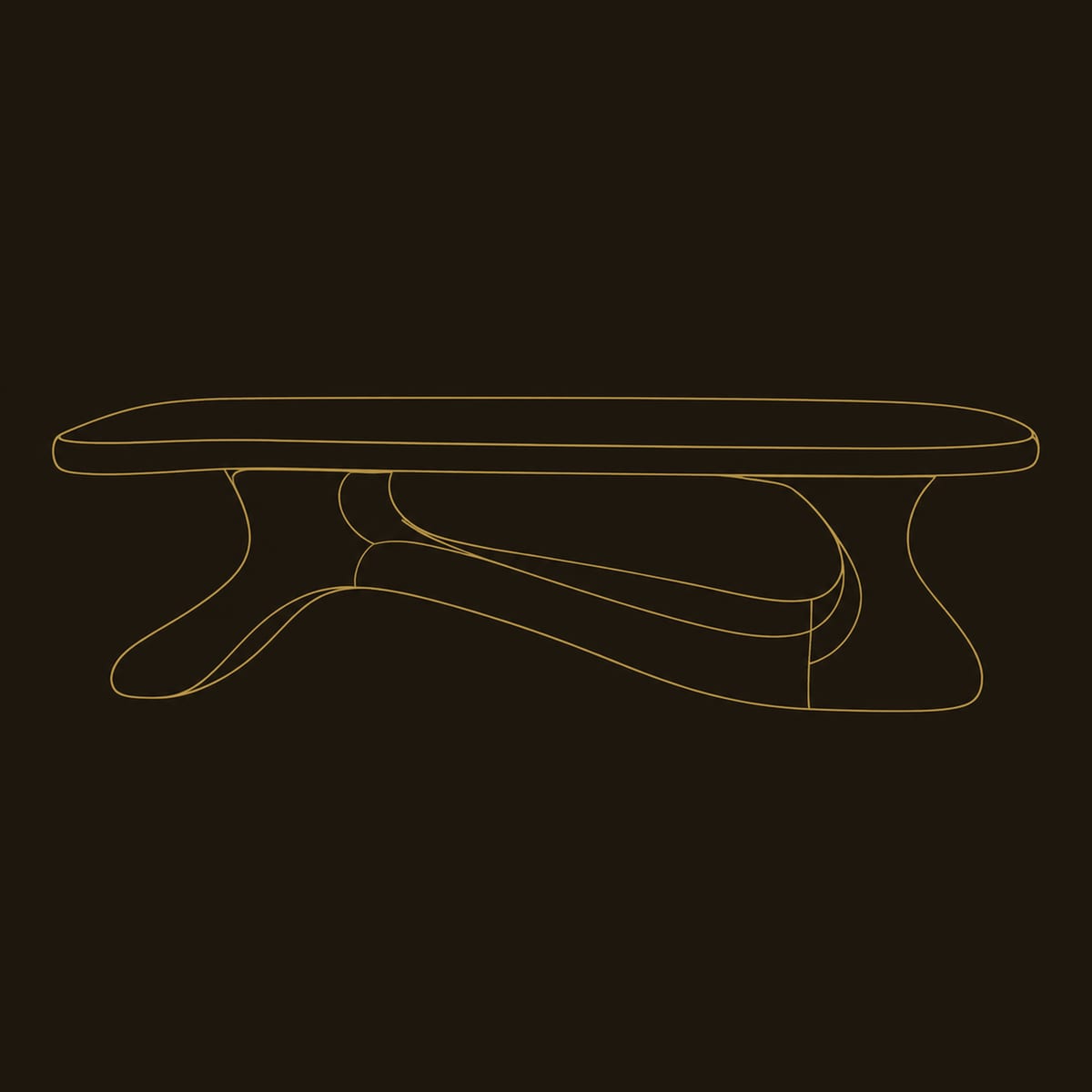 Freeform Coffee Table With Sculpted Branching Base dimension diagram