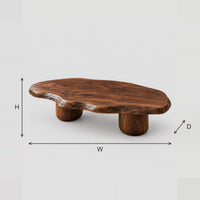 Freeform Coffee Table With Wavy Edge Top And Two Cylinder Legs dimension diagram with width, height and depth
