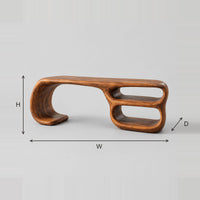 Freeform Loop Desk with Swooping End and Stacked Oval Shelves dimension diagram with width, height and depth