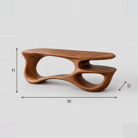Freeform Sculpted Desk With Open Loop Base dimension diagram with width, height and depth