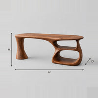Freeform Writing Desk With Flared Leg And Open Loop Shelves dimension diagram with width, height and depth