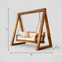 Freestanding A Frame Swing With Cushioned Bench Seat dimension diagram with width, height and depth