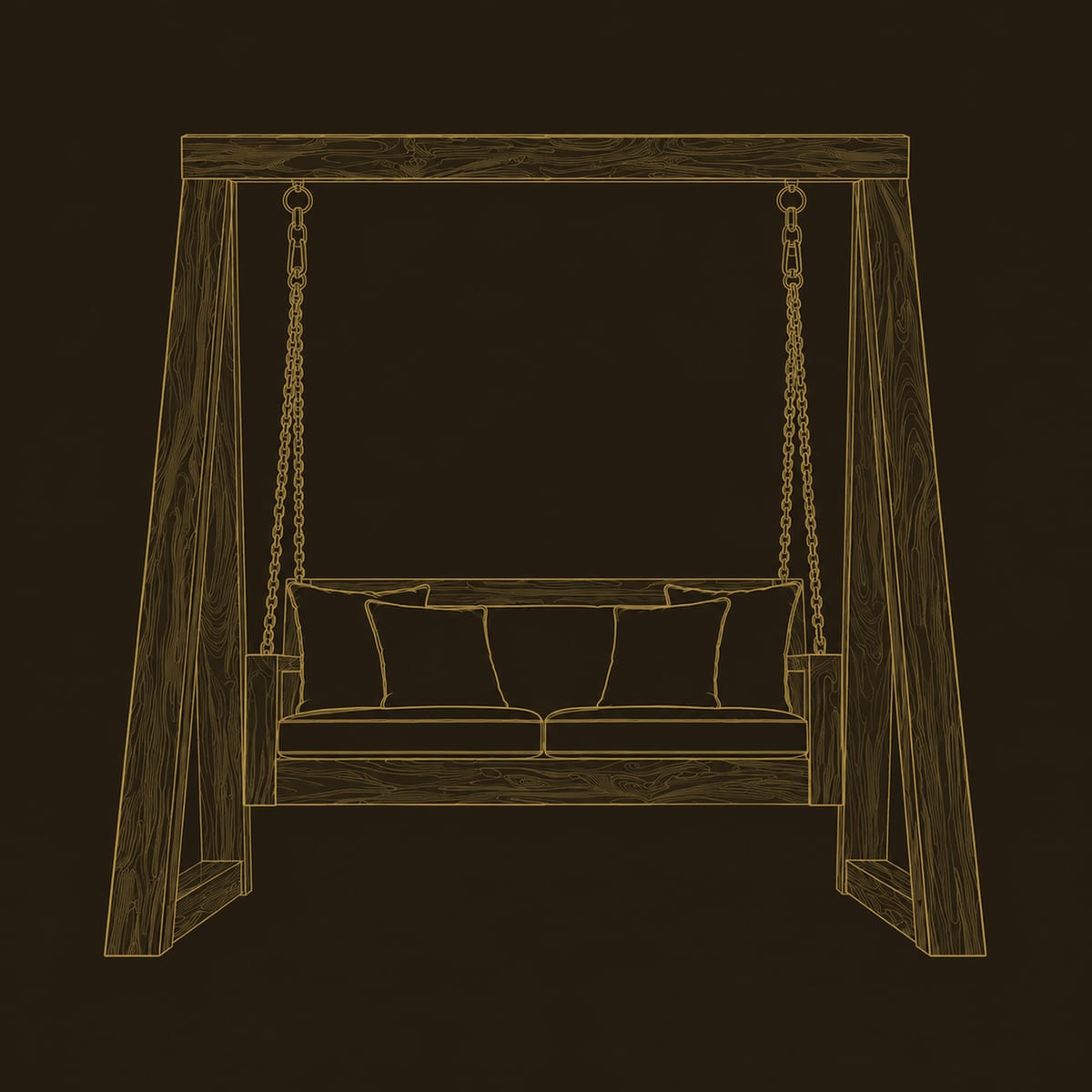 Freestanding A Frame Swing With Cushioned Bench Seat dimension diagram