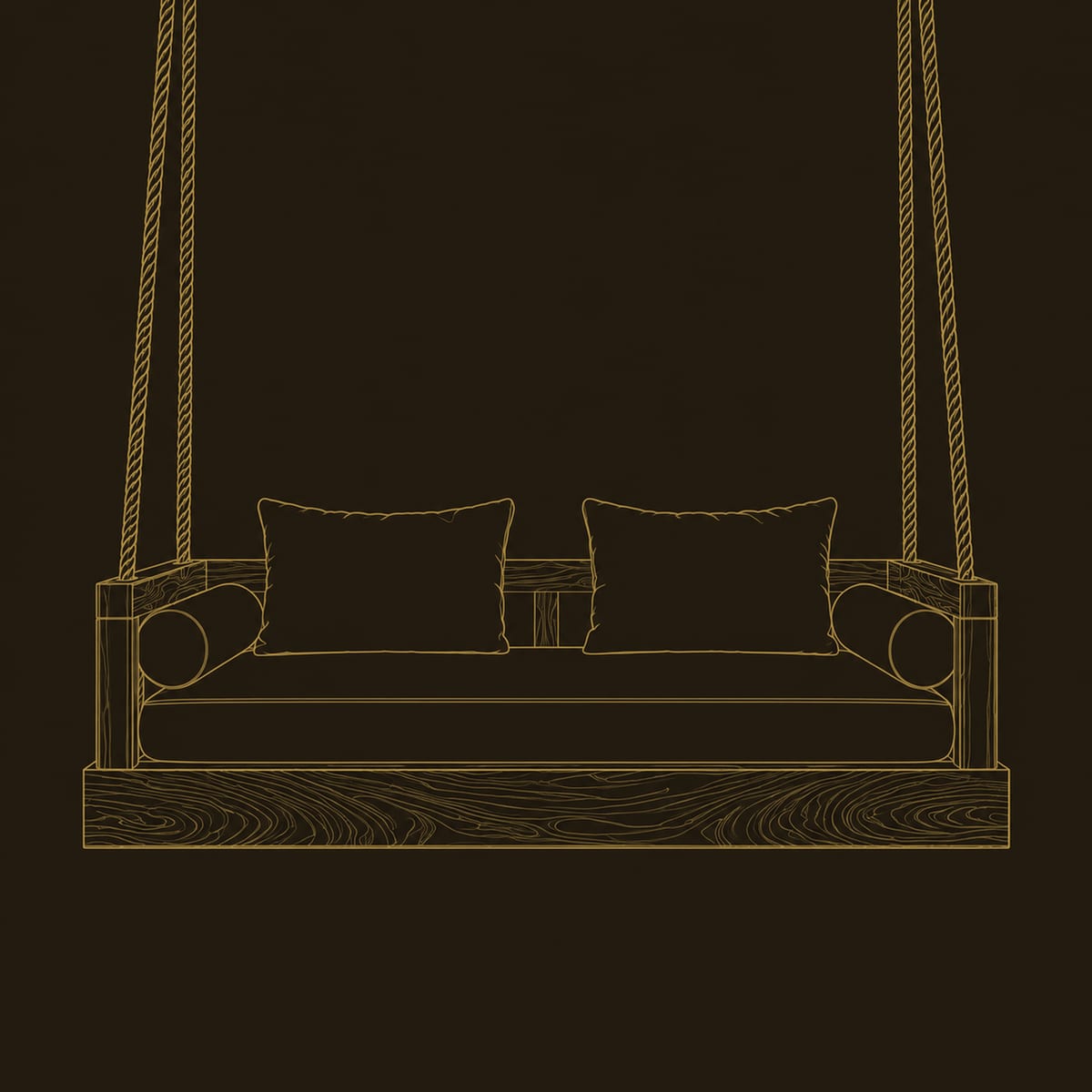 Hanging Daybed Swing With Thick Slab Base And Low Frame Sides dimension diagram