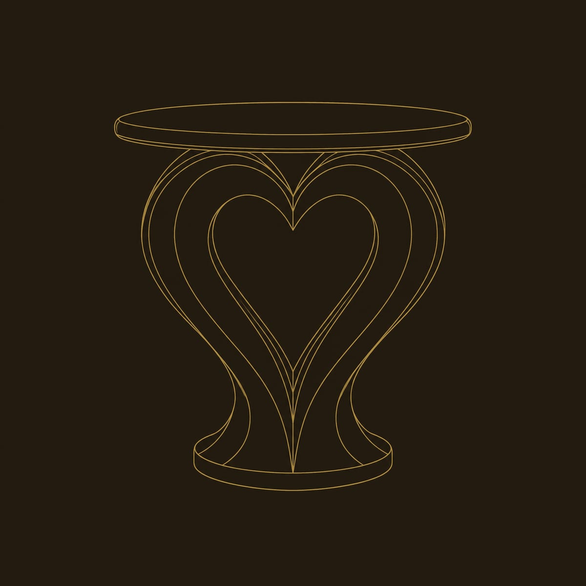 Heart Base Side Table With Round Top And Sculpted Pedestal dimension diagram