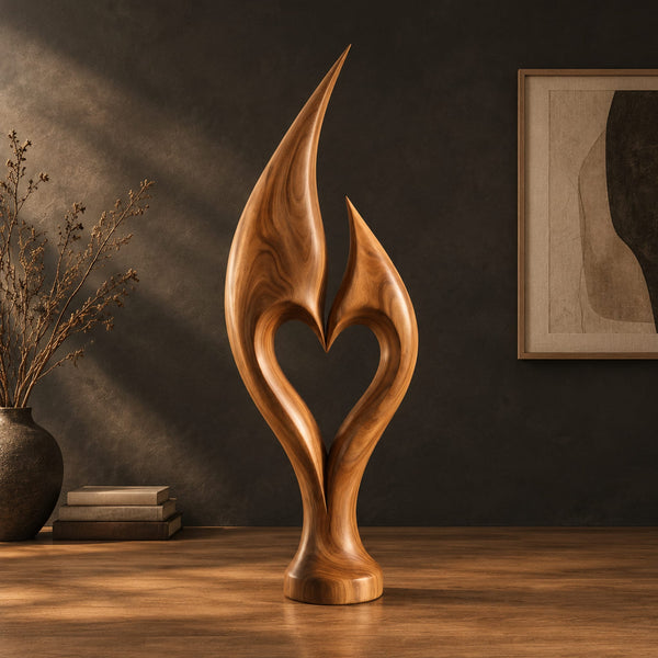 Heart Cutout Flame Sculpture With Two Pointed Tips