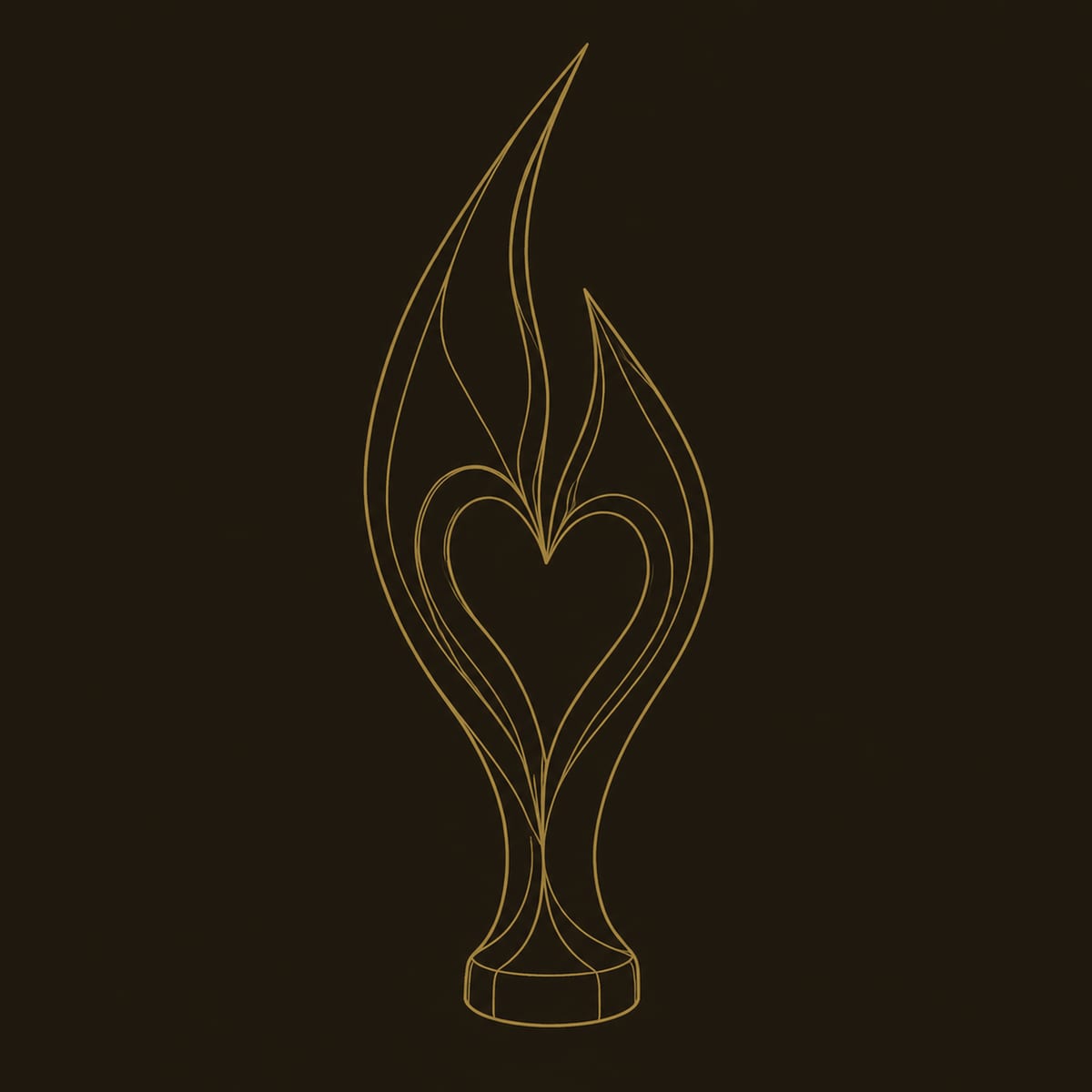 Heart Cutout Flame Sculpture With Two Pointed Tips dimension diagram