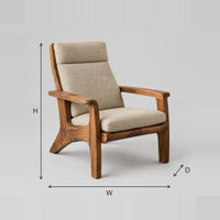 High Back Lounge Chair With Cushioned Seat And Sweeping Arms dimension diagram with width, height and depth